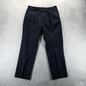 VTG LL Bean Pants Mens 36x30 Black Wool Pleated Formal Dressy Trousers